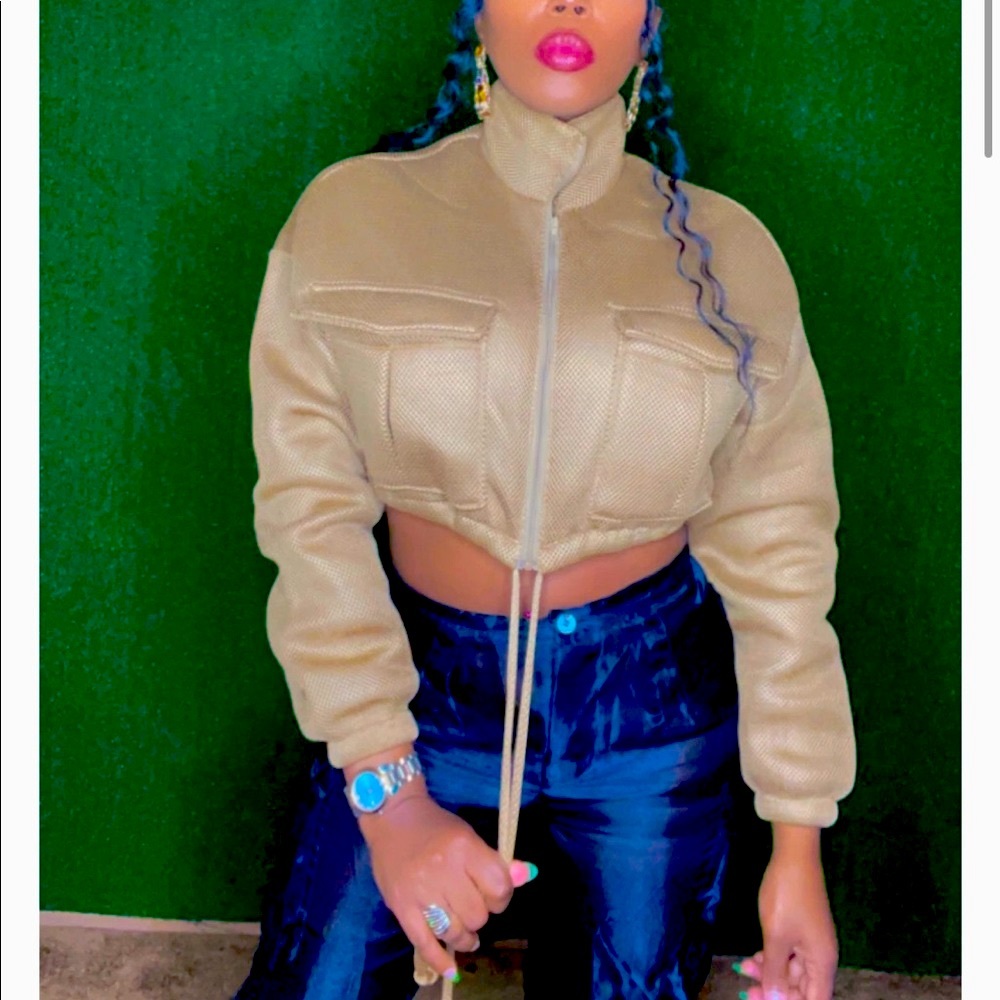 Tan color Crop puffer coat